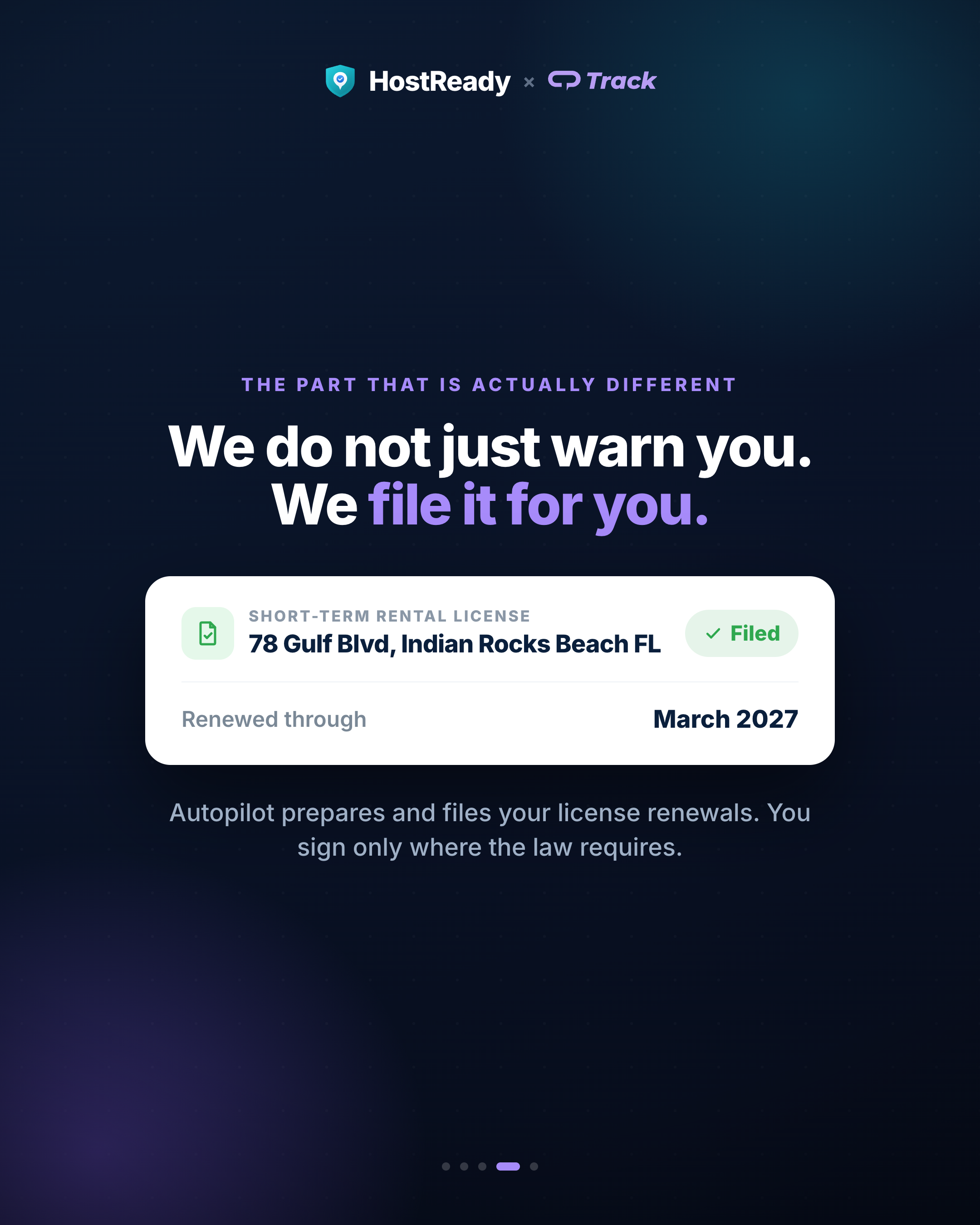 A short-term rental license renewal prepared and filed for you by HostReady Autopilot